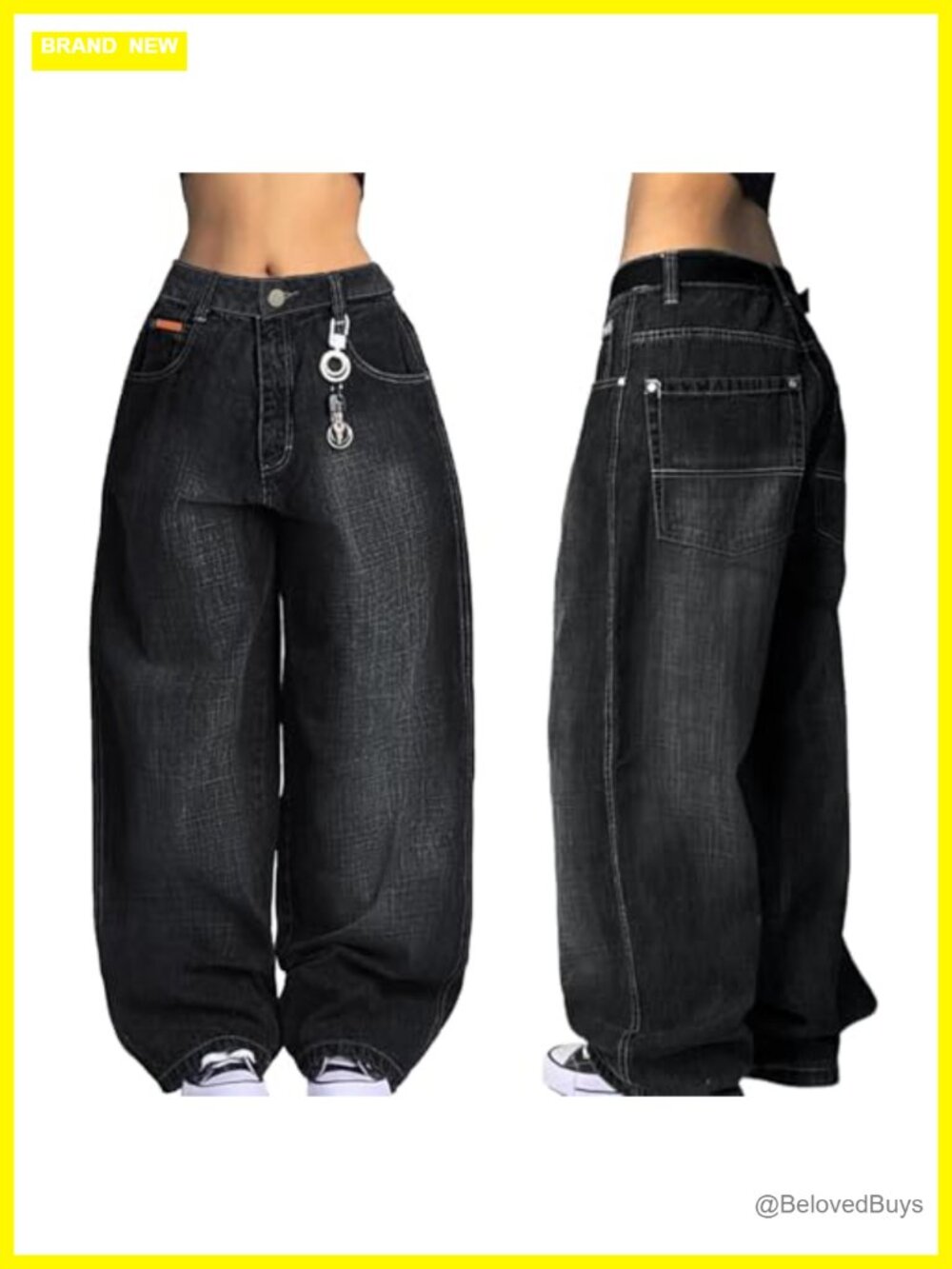Vintage Baggy Jeans Wide Leg Denim Pants Mid-Low Waist Hip Hop Style